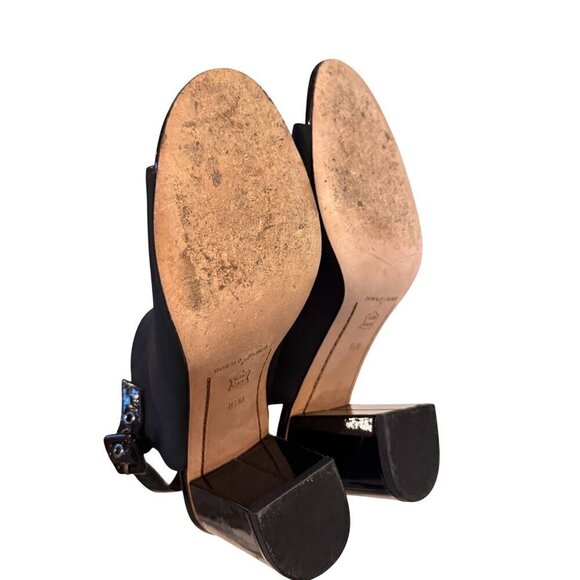 Donald J Pliner Black Block Heel Open Toe Slingback Sandals Womens Size 8.5 - Picture 10 of 10